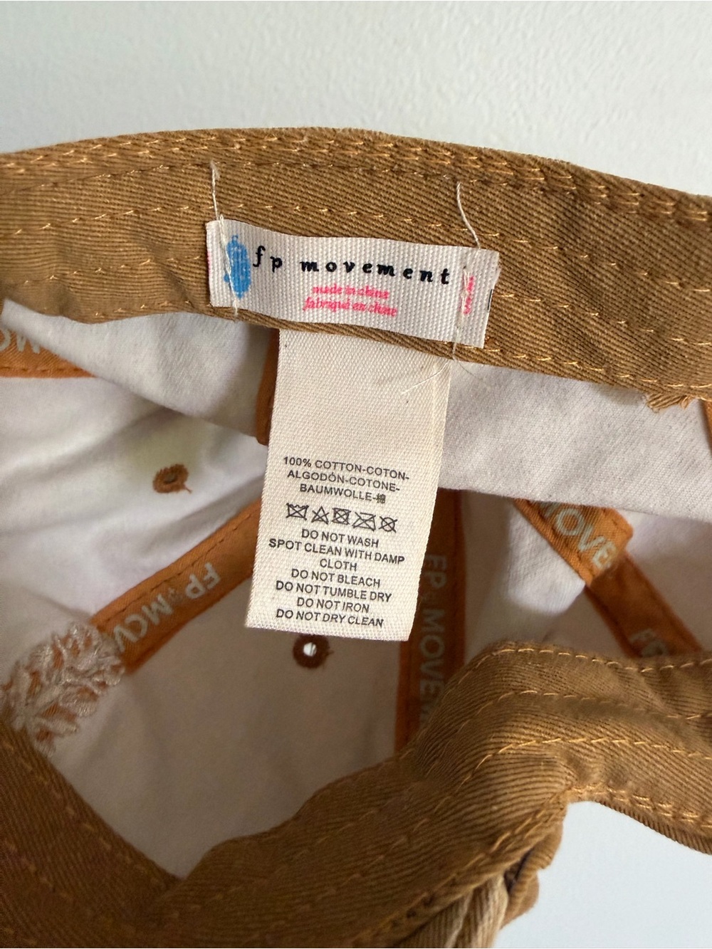 Free People Movement Embroidered Leaf Baseball Cap - Camel Brown Natural Fibers - Picture 4 of 5